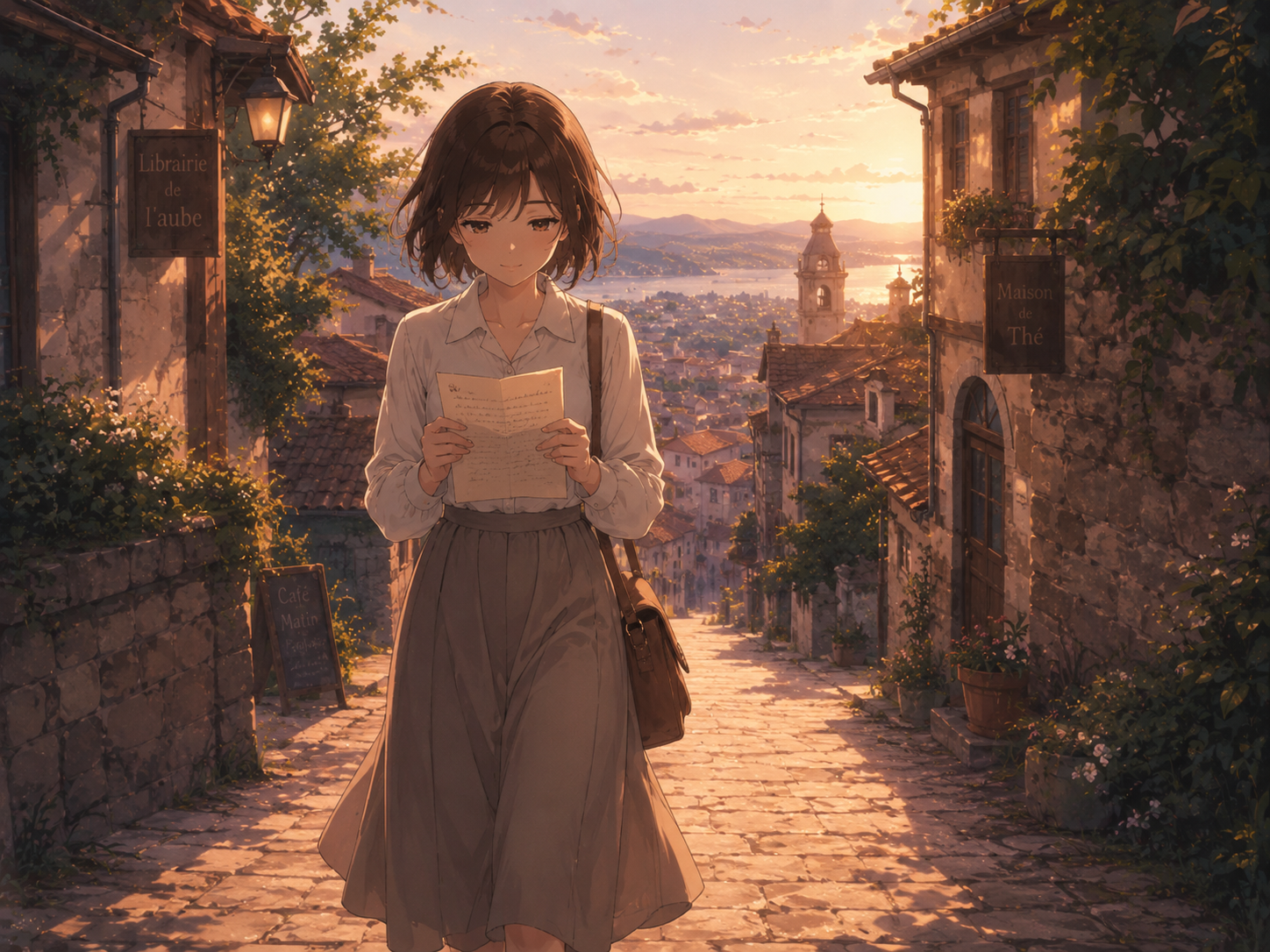 手紙を読む少女のイメージ